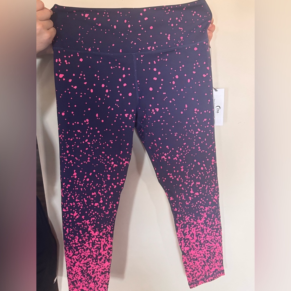 Navy Pink Splash! ZYIA leggings NWT
